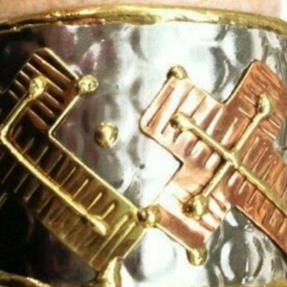 Women's Cross Cuff Mixed Metal open back - Picture 2 of 2